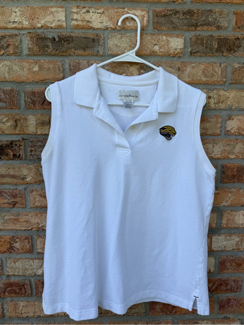 White Sleeveless Jacksonville Jaguars Collared Top